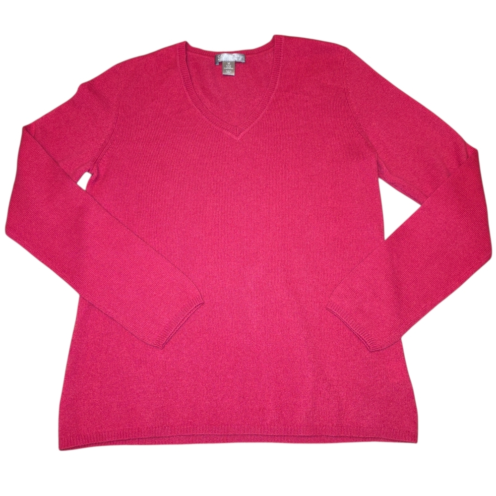 Charter Club V-Neck Cashmere Sweater in Vibrant Pink Size M
